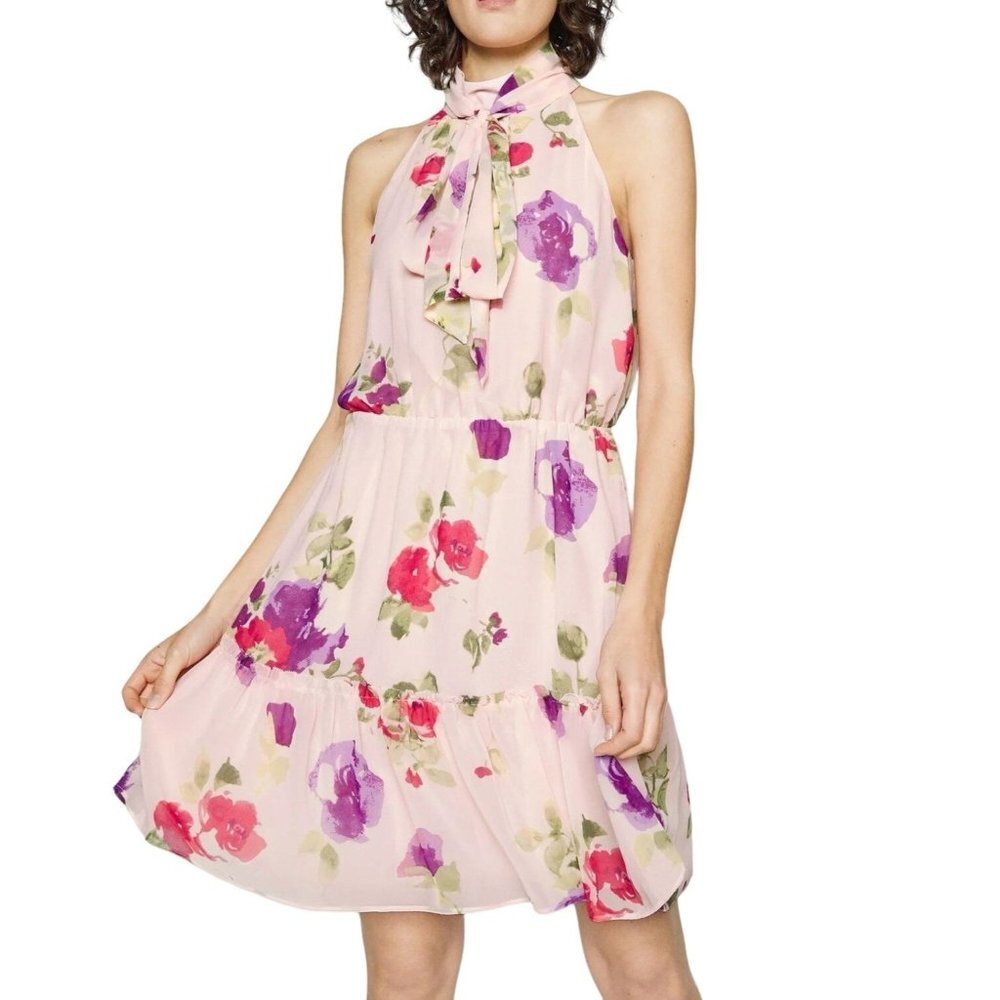 LAUREN RALPH LAUREN $165 CHIFFON HIGH NECK DRESS SZ‎ 12 NEW WITH TAG